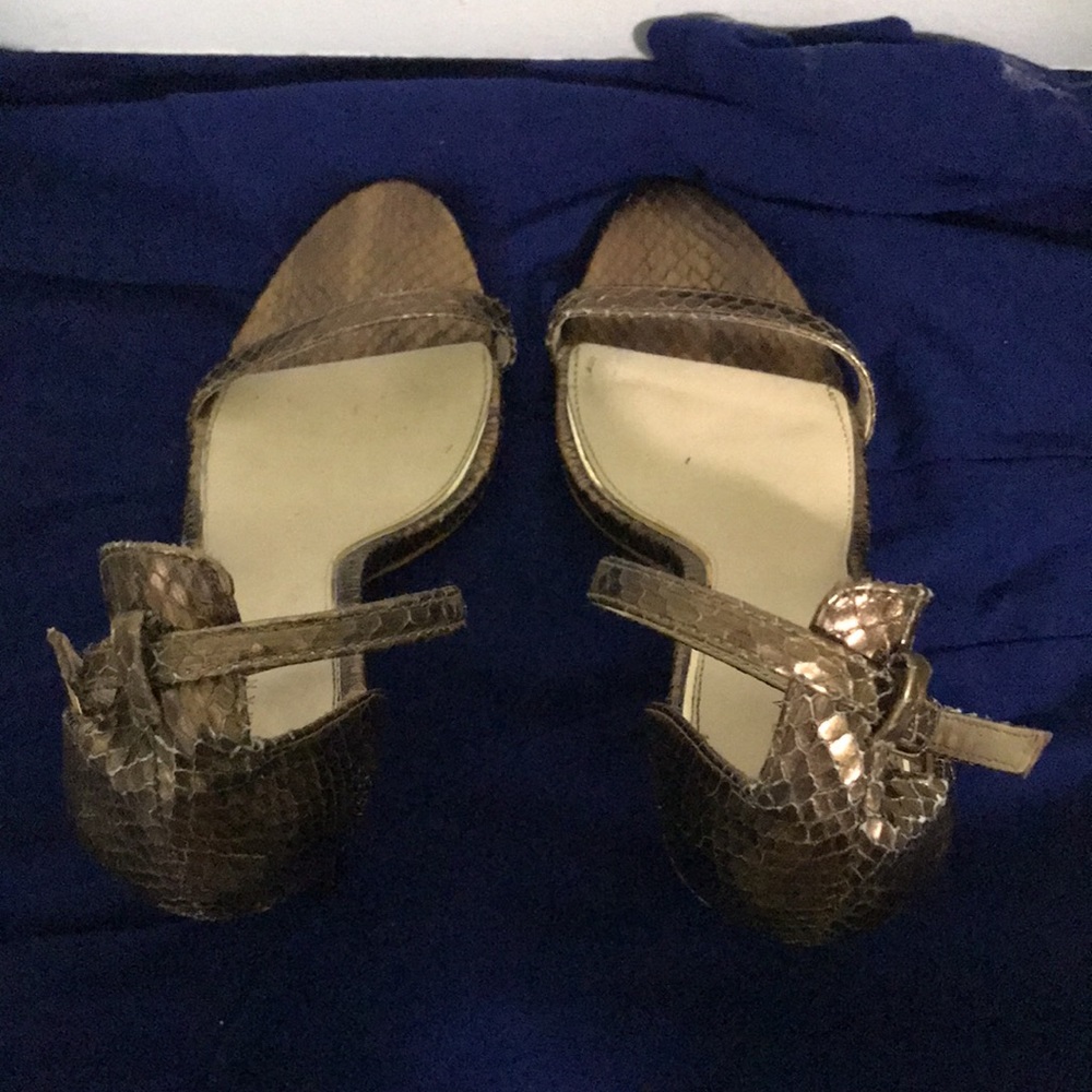 Zara, gold snakeskin, strappy sandals. - Picture 13 of 14